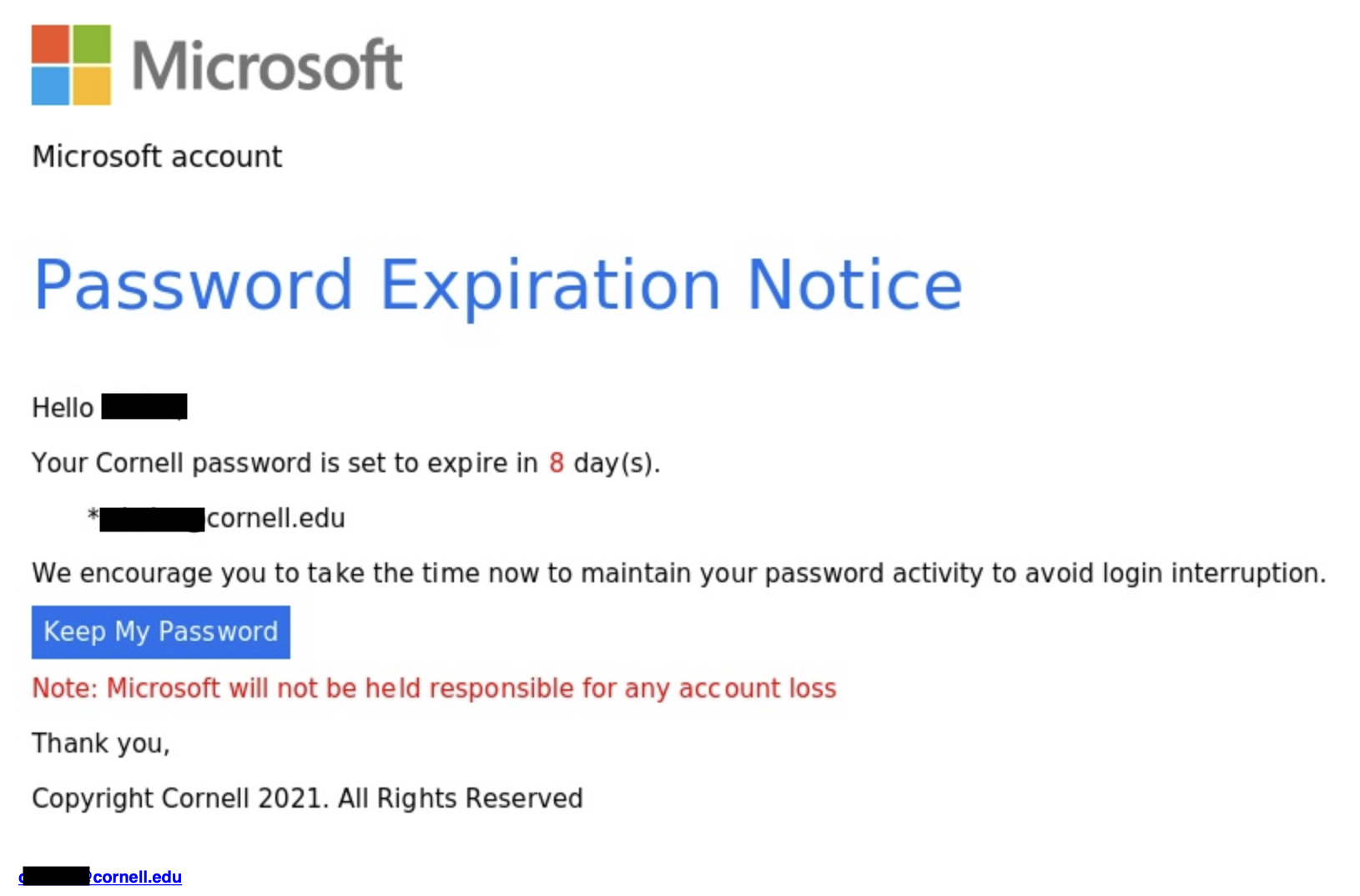  Phishing Email Action Required Ref random Number IT Cornell